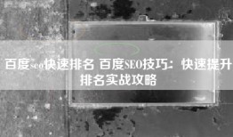 百度seo快速排名 百度SEO技巧：快速提升排名实战攻略