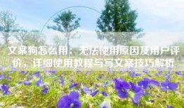 文案狗怎么用：无法使用原因及用户评价，详细使用教程与写文案技巧解析