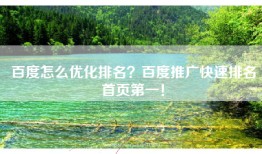 百度怎么优化排名？百度推广快速排名首页第一！