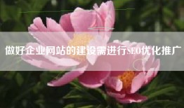做好企业网站的建设需进行SEO优化推广
