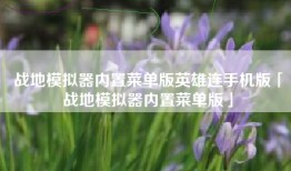 战地模拟器内置菜单版英雄连手机版「战地模拟器内置菜单版」