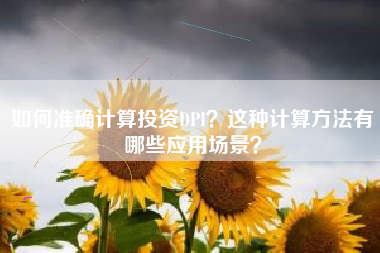如何准确计算投资DPI？这种计算方法有哪些应用场景？