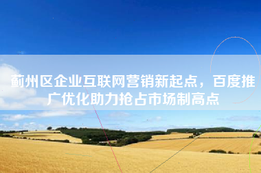 蓟州区企业互联网营销新起点，百度推广优化助力抢占市场制高点